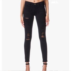 Frame Denim  Le Skinny de Jeanne Color Ripped Jeans